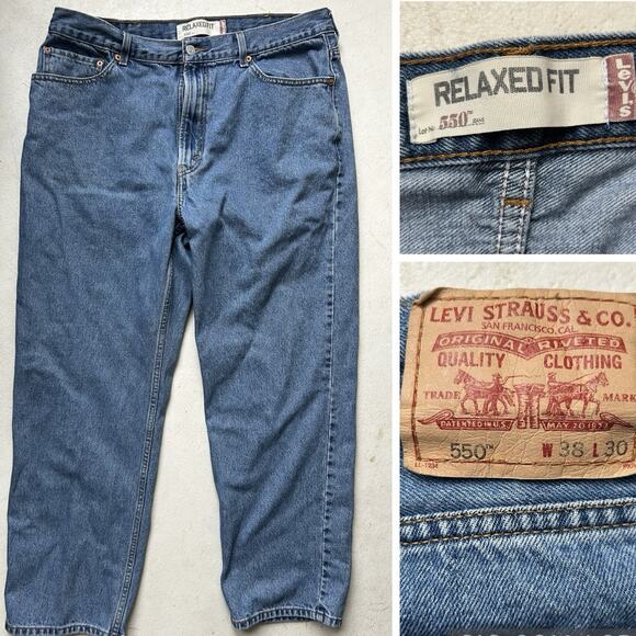Levis 550 Jeans Mens 38x30 Blue Relaxed Fit Denim Pants Classic Cotton Normcore - Picture 1 of 11